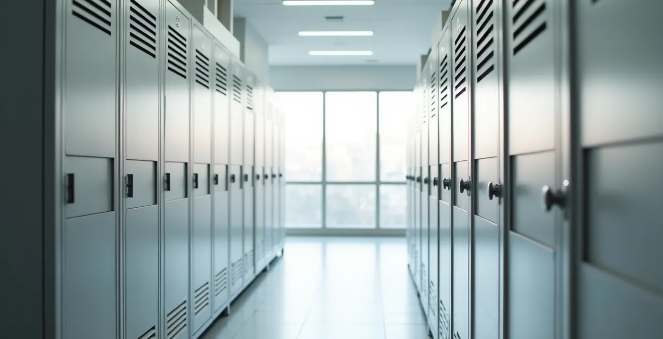 Environnement de vestiaire sportif avec casiers sécurisés