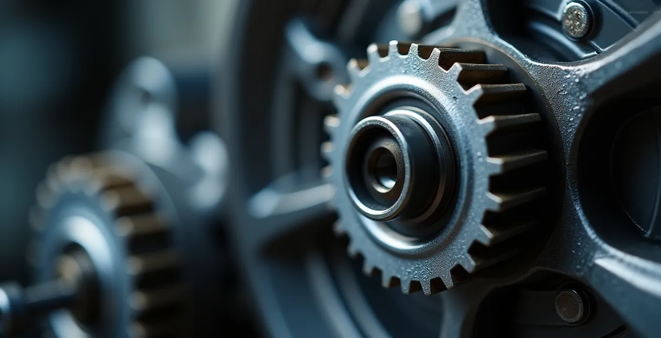 Gros plan technique sur mécanisme de motorisation silencieux
